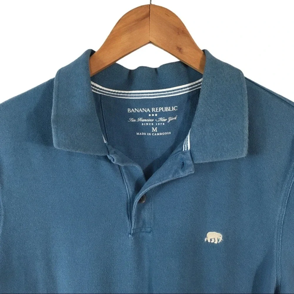 PO113 Banana Republic Designer Logo Short Sleeve Polo Shirt M